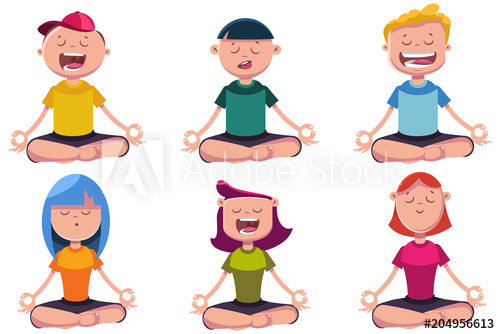 Meditation Of Kids Engaged In Yoga Vector Cartoon Character Set 500x334 Meditation Of Kids Engaged In Yoga Vector Cartoon Character Set