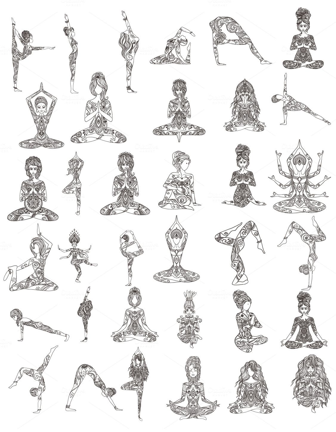 Set Yoga Poses Vector 1127x1448 Set Yoga Poses Vector