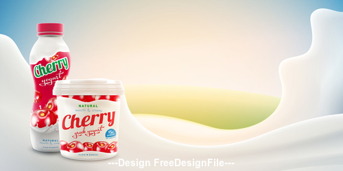 500x250 Realistic Yogurt Vector Mockup Background Free Download