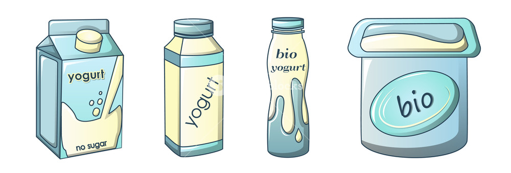 1000x340 Yogurt Icons Set Cartoon Set Of Yogurt Vector Icons For Web