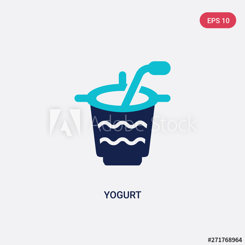 500x500 Two Color Yogurt Vector Icon From Fast Food Concept Isolated Blue