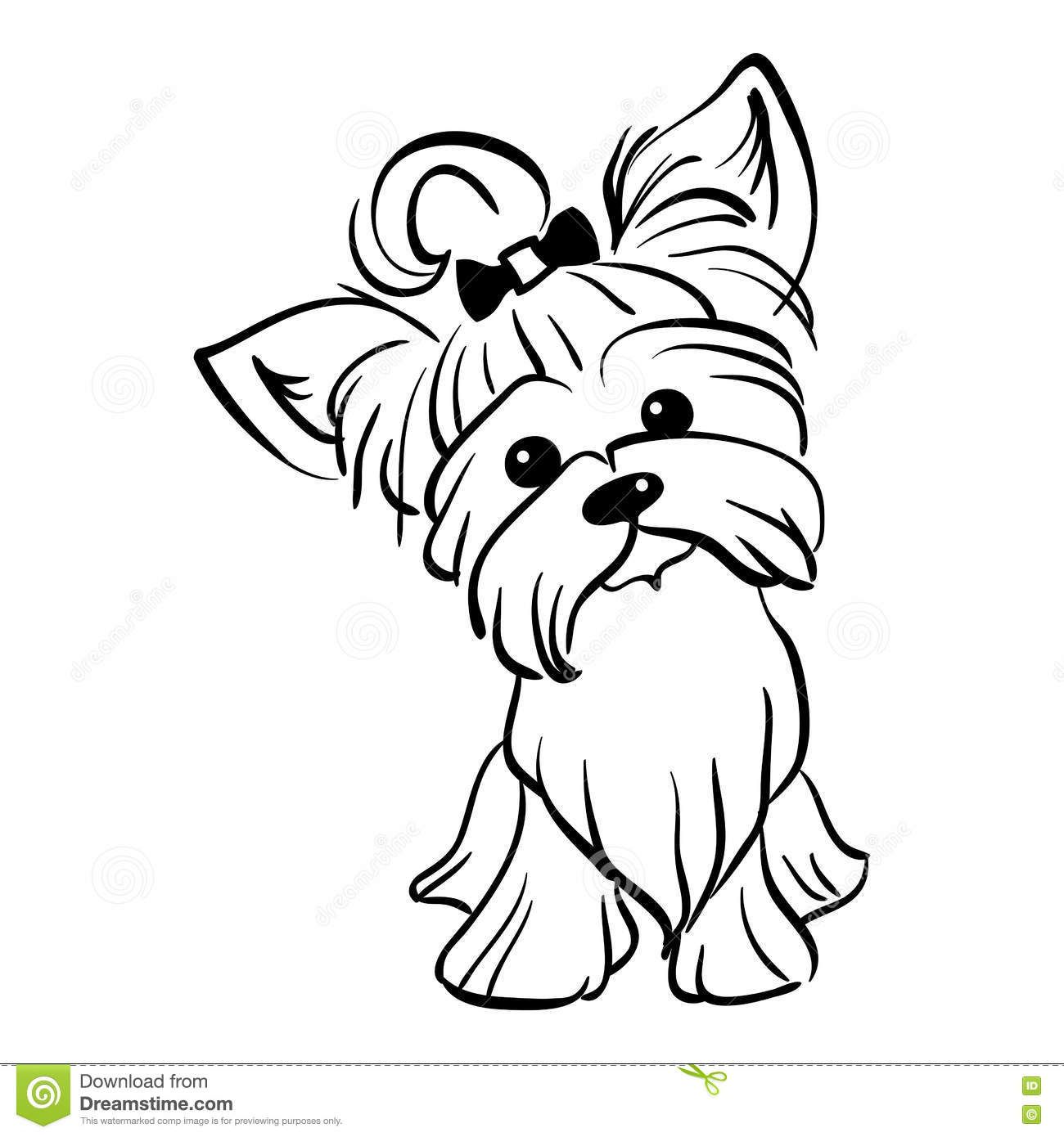 1300x1390 Vector Sketch Funny Yorkshire Terrier Dog Sitting Stock Vector