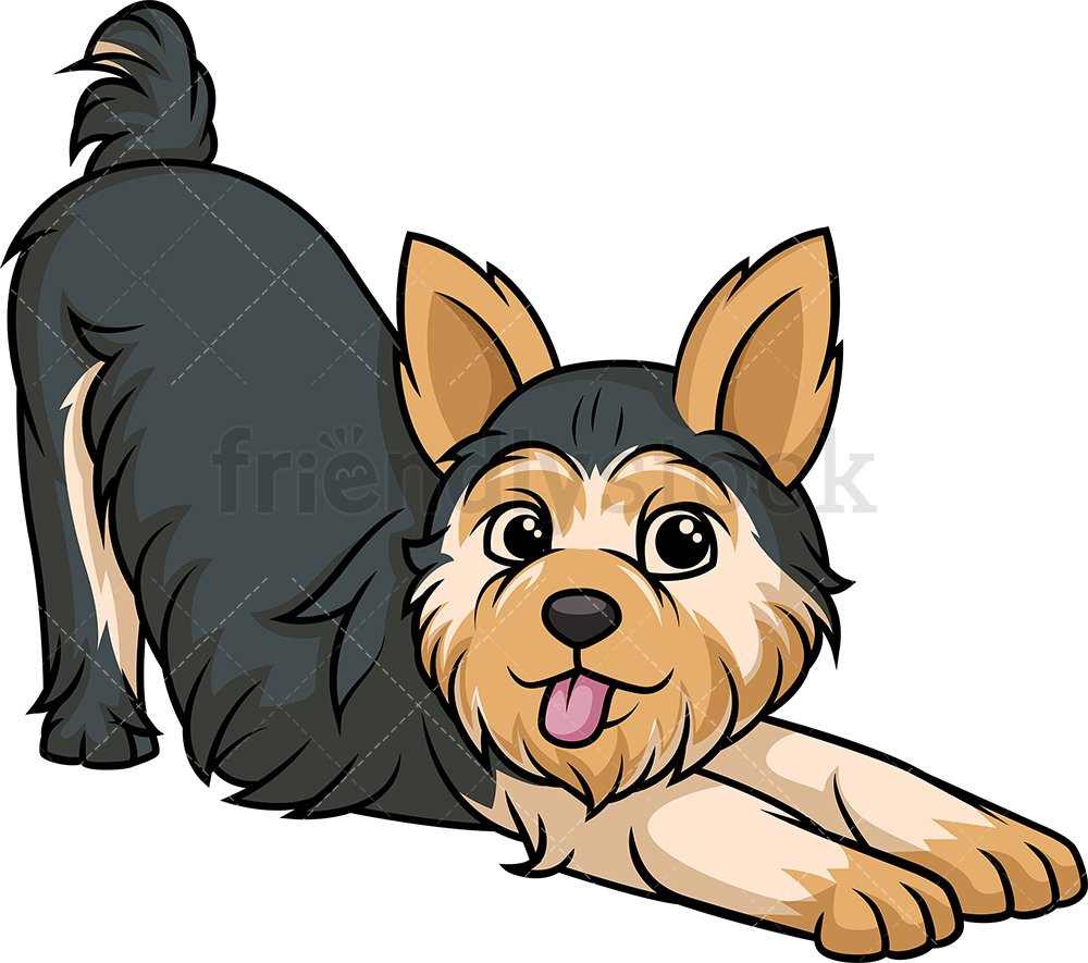 1000x885 Playful Yorkie Cartoon Clipart Vector