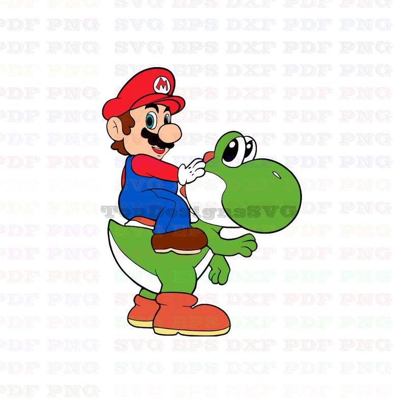 794x794 Super Mario With Yoshi Dxf Pdf Png Cricut Cutting Etsy