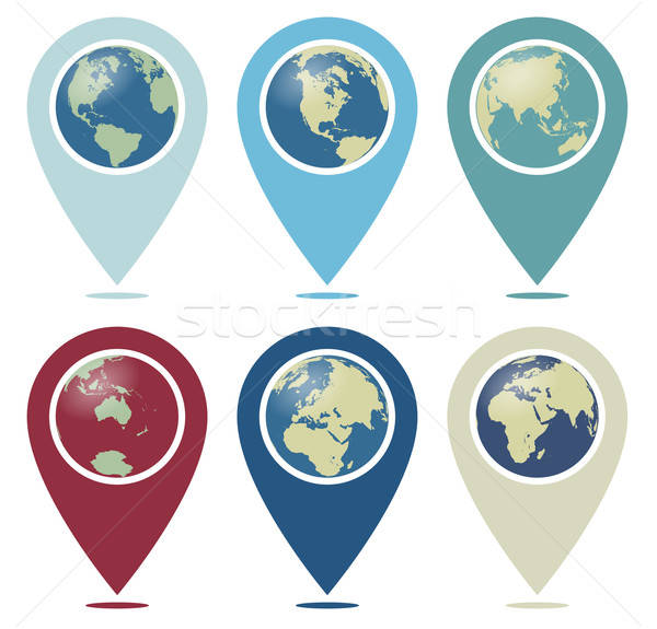 600x575 Retro Color World Pointer You Are Here Vector Illustration