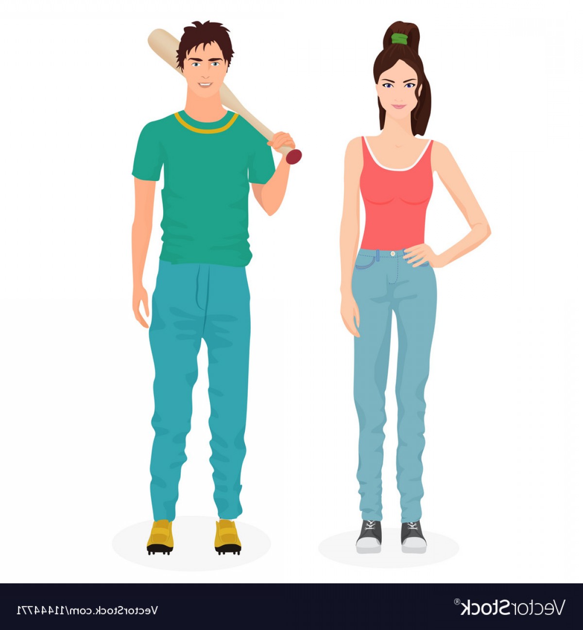 Young People In Casual Clothes Teen Guy And Girl Vector Handandbeak 1200x1296 Young People In Casual Clothes Teen Guy And Girl Vector Handandbeak