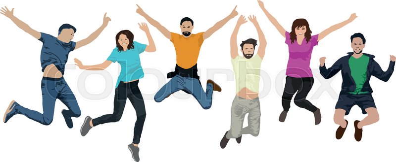 Group Of People In A Jump Cheerful Stock Vector Colourbox 800x329 Group Of People In A Jump Cheerful Stock Vector Colourbox