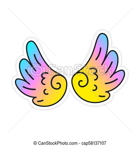 450x470 Hand Drawn Youth Vector Wings Sticker Hand Drawn Youth Vector