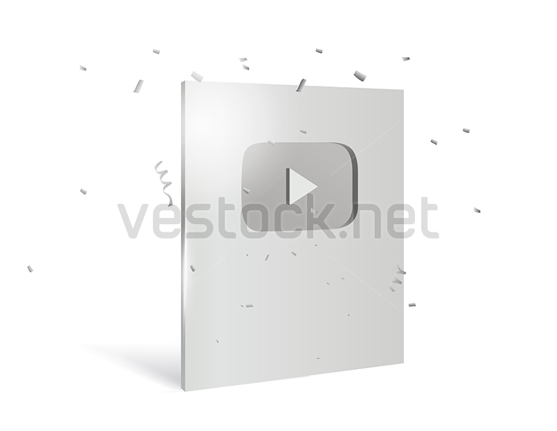 800x619 Youtube Silver Play Button Vector Illustration, Silver Creator