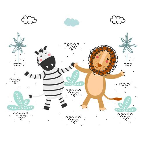 490x490 Lion And Zebra Vector