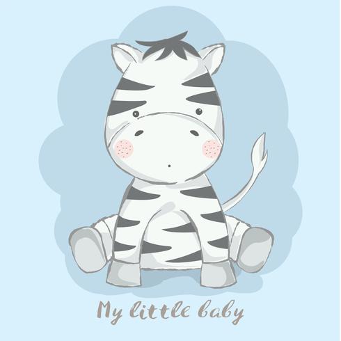 490x490 Cute Baby Zebra Cartoon Hand Drawn Style Vector Illustration