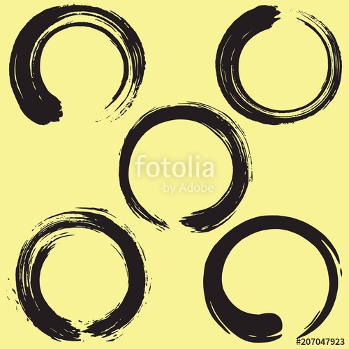 500x500 Enso Zen Circle Brush Set Vector Illustration Stock Image