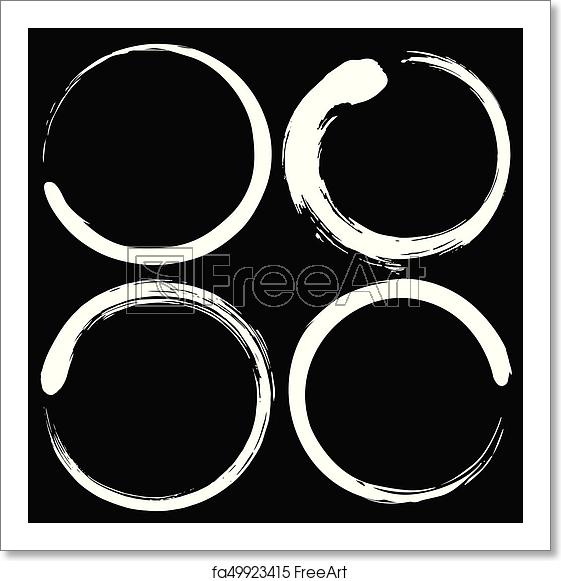 561x581 Free Art Print Of Zen Circle Brush Set Black And White Vector