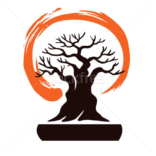 600x600 Japan Bonsai With Zen Symbol Vector Vector Illustration Doddis