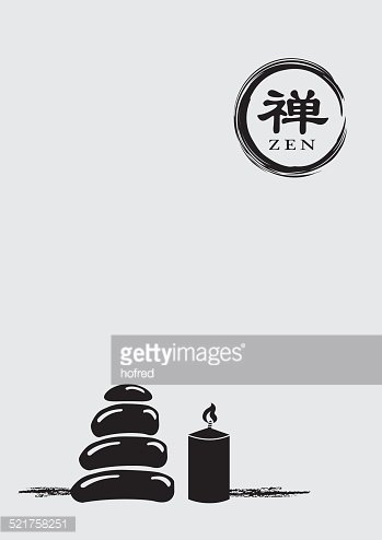 349x494 Zen Symbol With Stack Pebbles And Lit Candle Vector Illustration