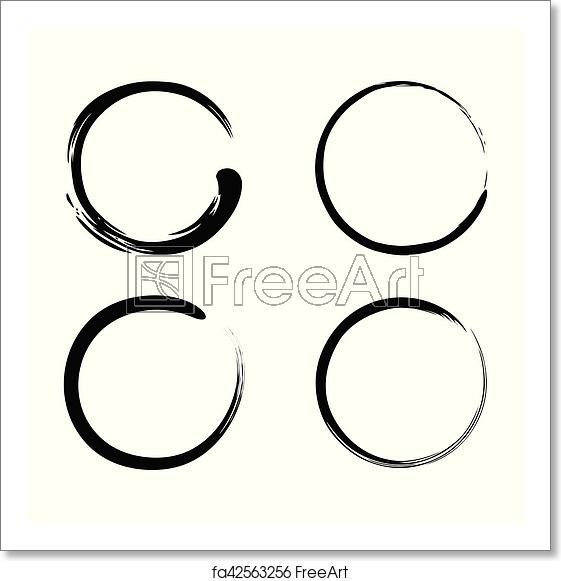 561x581 Free Art Print Of Enso Zen Brush Strokes Black Ink Vector Set