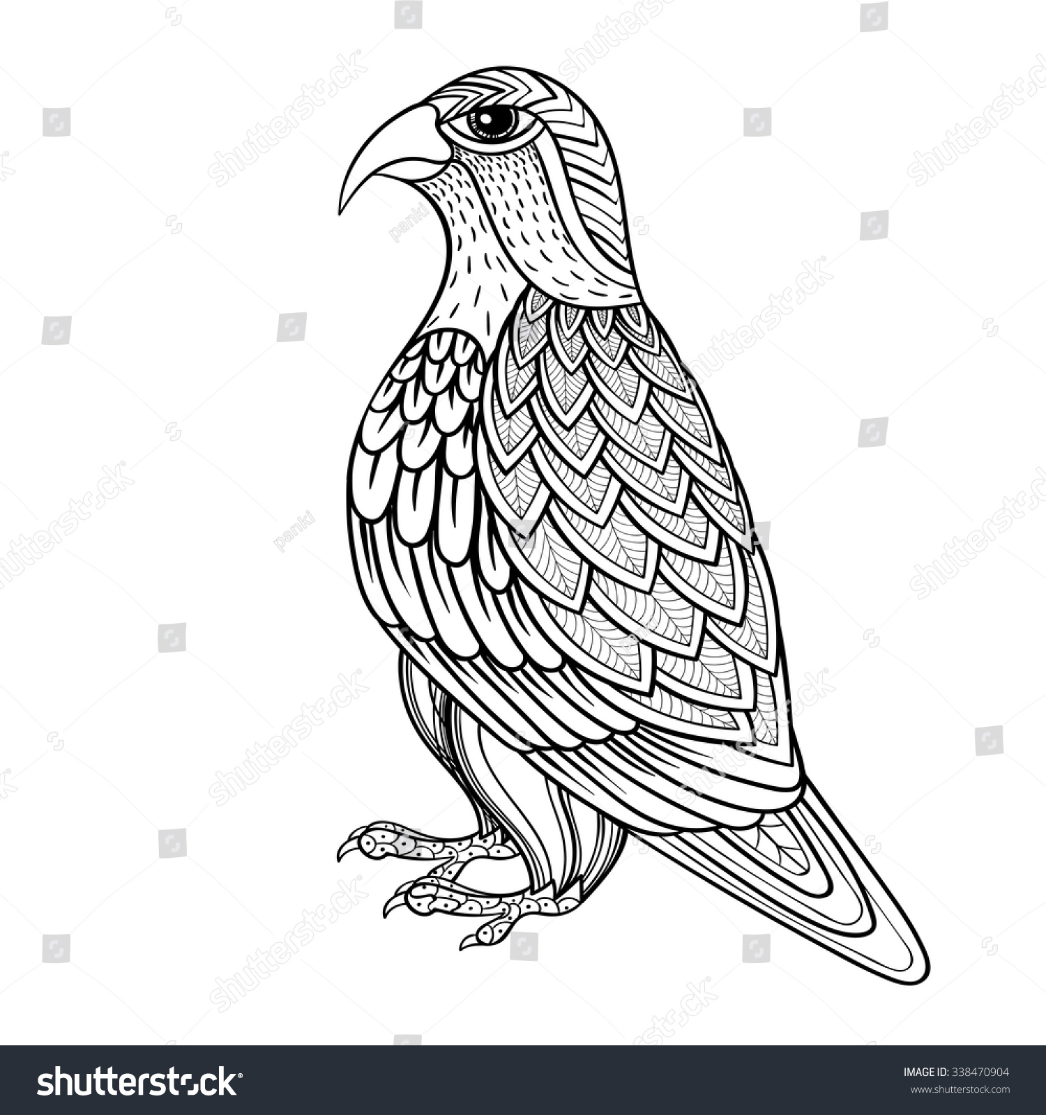 1500x1600 Birds Of Prey Coloring Pages With Zentangle Vector Falcon Bird