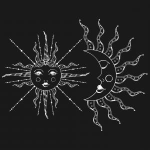 300x300 Photostock Vector Boho Elegant Sun And Vintage Moon Tattoo