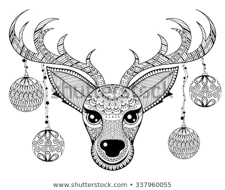 450x380 Zentangle Vector Reindeer Face Christmas Decoration Stock