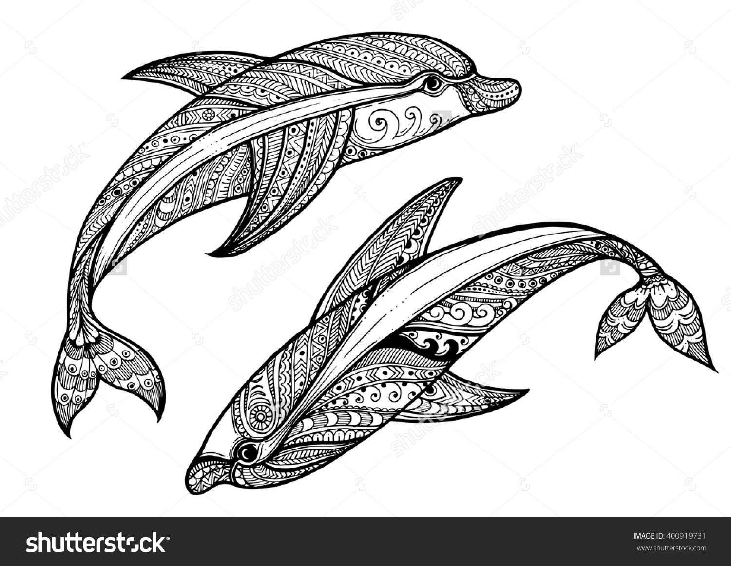 1500x1161 Zentangle Vector Sea Dolphin Ornamental Tribal Patterned