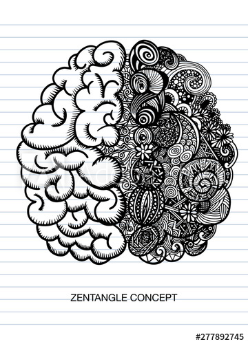 360x500 Creative Concept Of The Human Brain, Zentangle, Vector