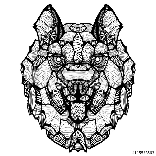 500x500 Zentangle Vector Husky Ornamental Tribal Patterned Illustration