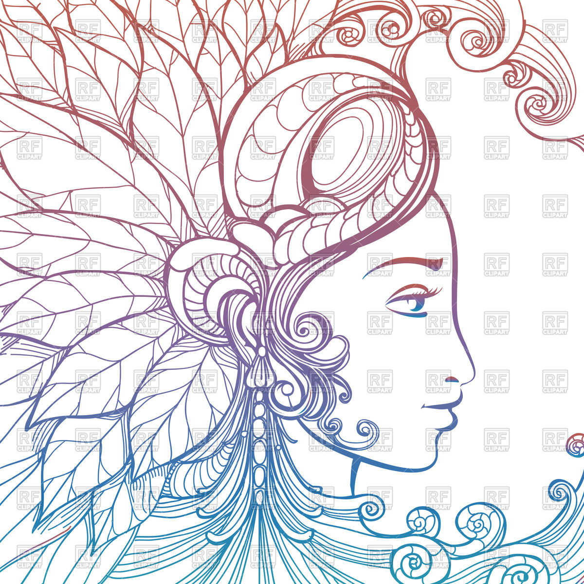 1200x1200 Zentangle Woman Face With Ornament Vector Image Of People