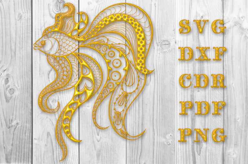 794x524 Gold Fish Zentangle Vector Silhouette Clipart Etsy
