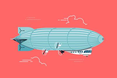 400x267 Cool Vector Flat Design Zeppelr Ship With Gondola Cabin