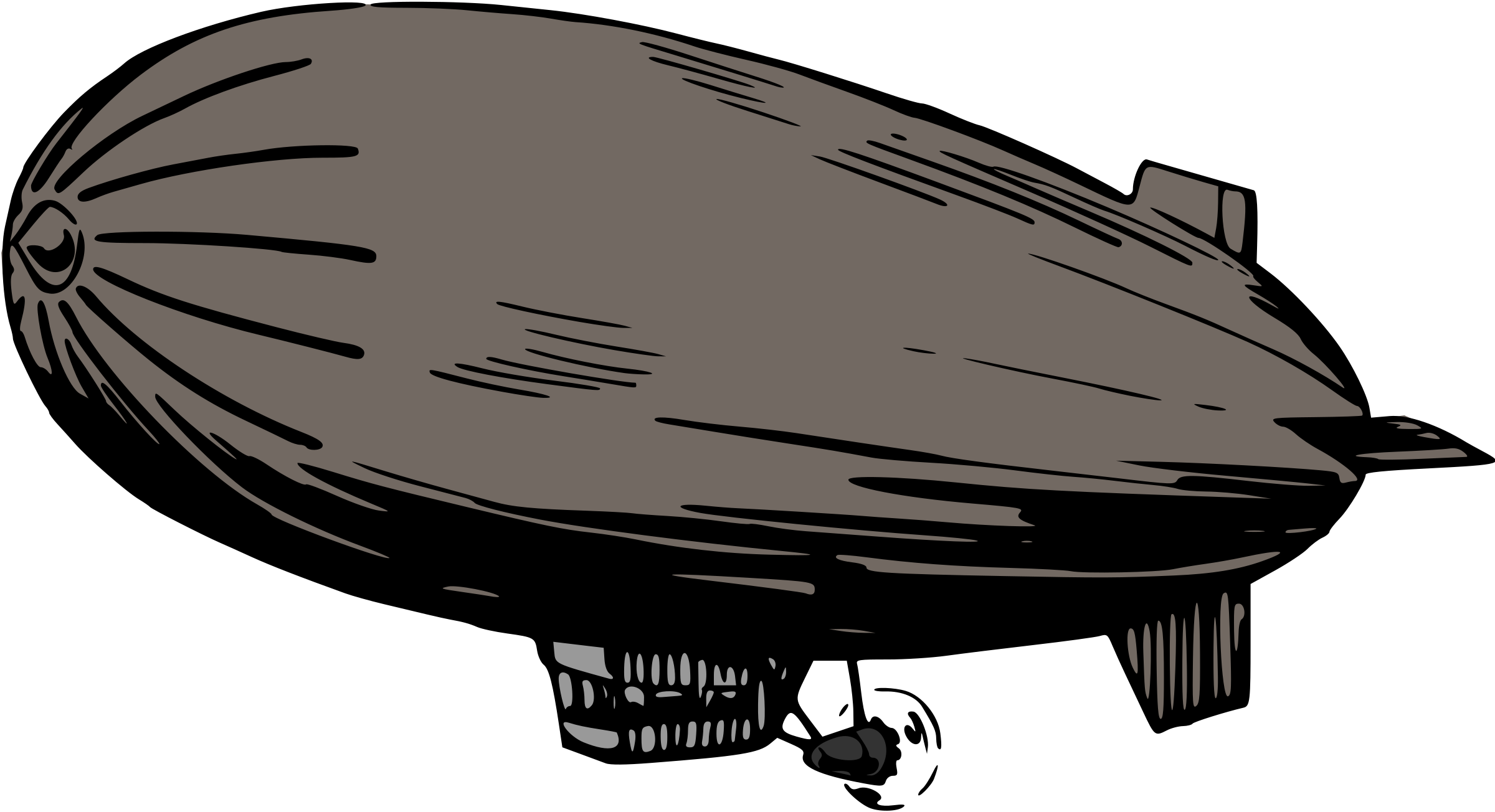 2400x1304 Grey Zeppelin Blimp Vector Clipart Image