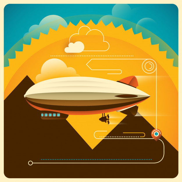 626x626 Traveling Background With Zeppelin Vector Premium Download