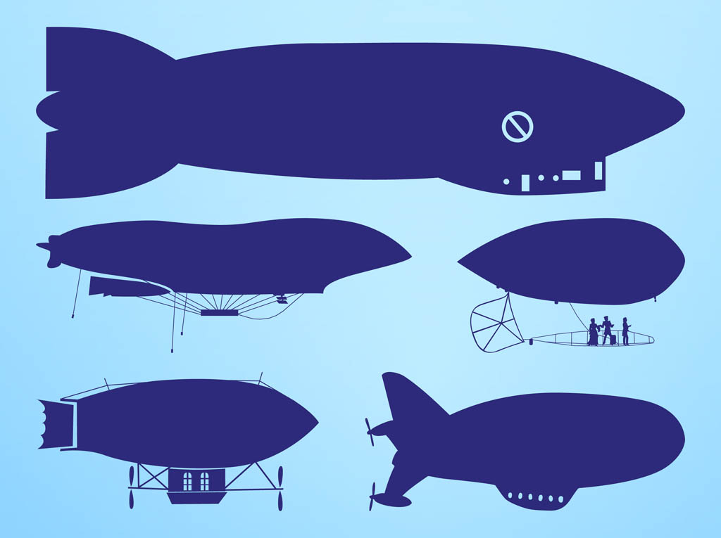 1024x765 Zeppelin Silhouettes Vector Art Graphics