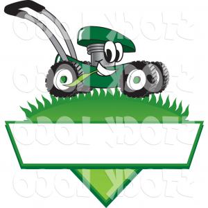 300x300 Vector Clipart Silhouetted Boy Mowing A Lawn With A Mower