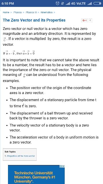 360x640 What Is Zero Vector Explain The Need Of A Zero Vector Give