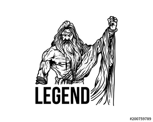500x400 Strong Man Like Zeus Or Spartan Hand Drawn Symbol Legend Logo