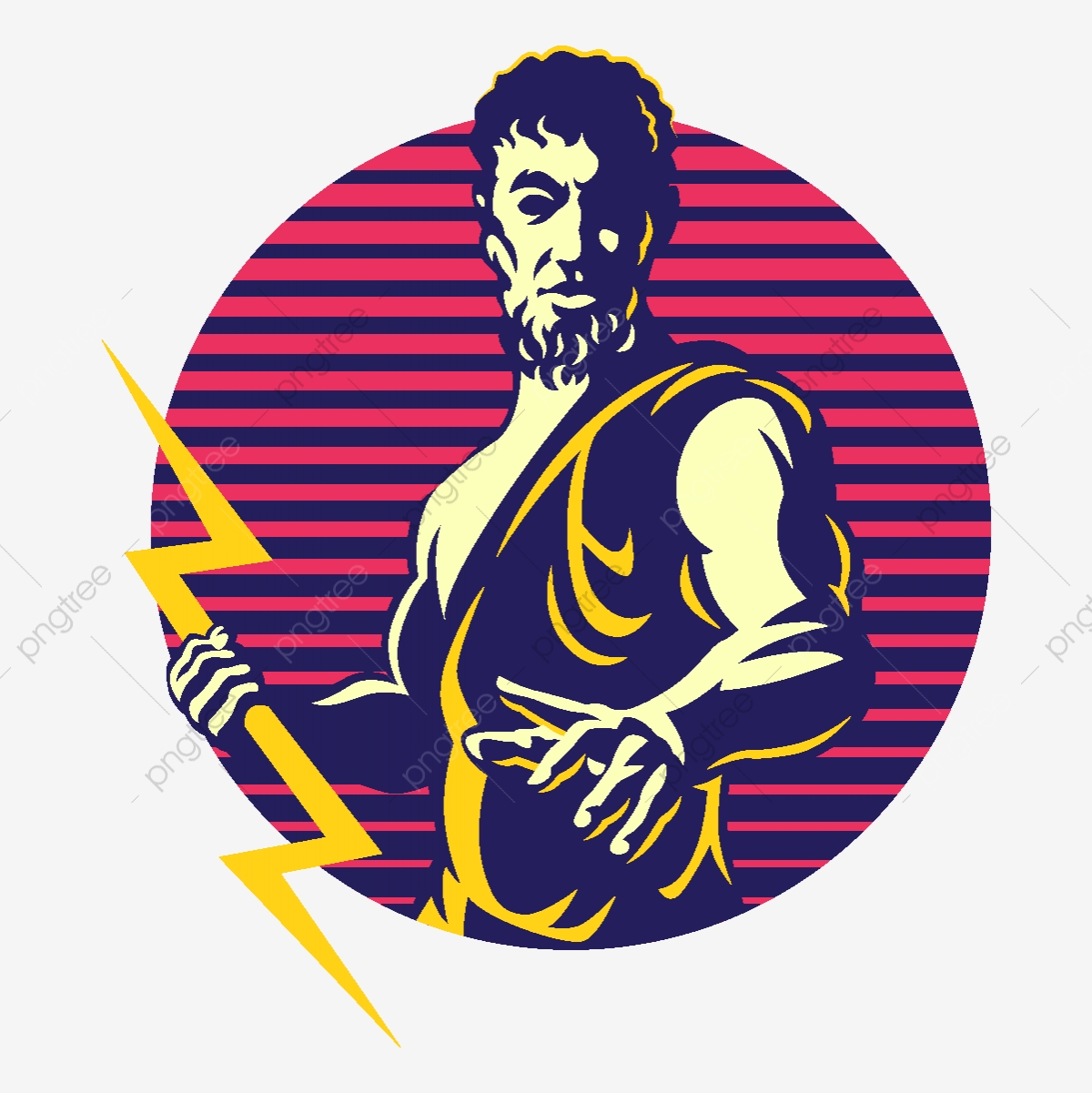 1200x1201 Zeus Thunderbolt Gods Mascot Logo Template, Design, Illustration