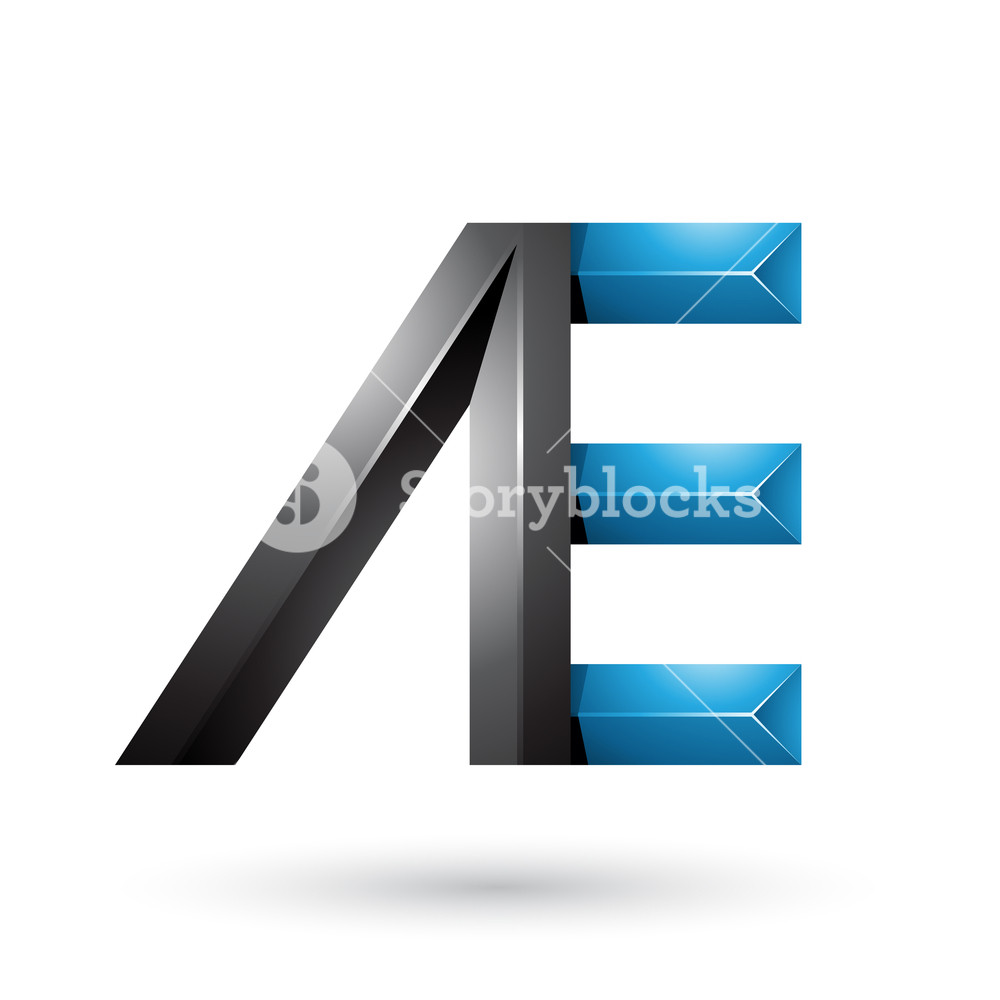 1000x1000 Vector Illustration Of Black And Blue Pyramid Like Dual Letters