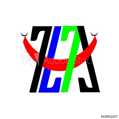 500x500 Initial Letter Zia Logo Vector Black And Blue Color