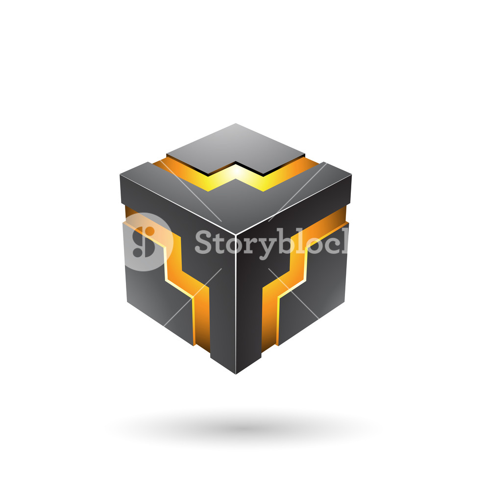 1000x1000 Vector Illustration Of Black Bold Zigzag Cube Isolated On A White
