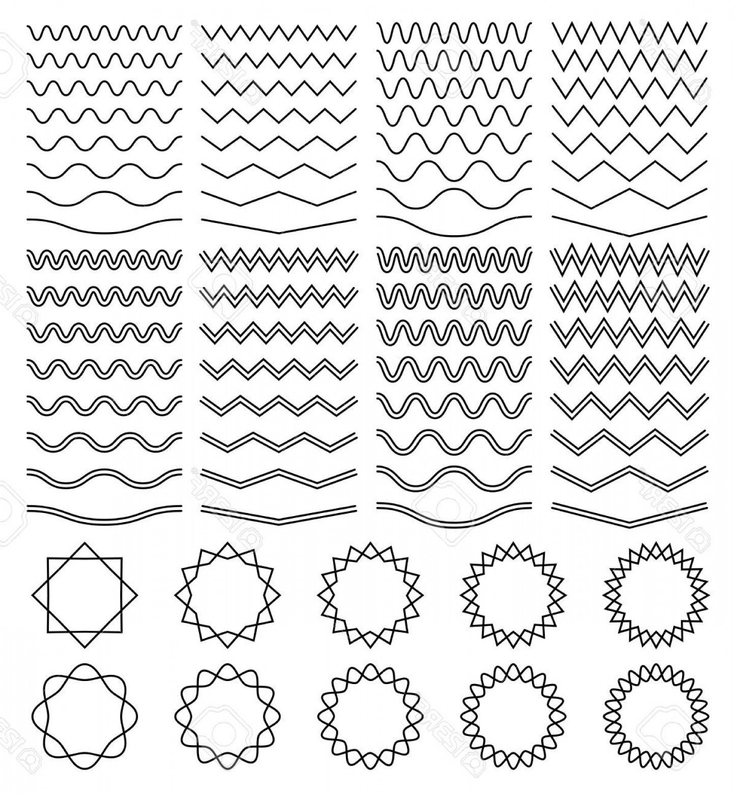 Photostock Vector Curvy Waves And Zigzag Striped Lines And Round 1443x1560 Photostock Vector Curvy Waves And Zigzag Striped Lines And Round