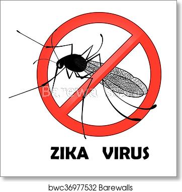 362x382 No Zika Mosquito Gnat Insect Vector Sign, Art Print Barewalls