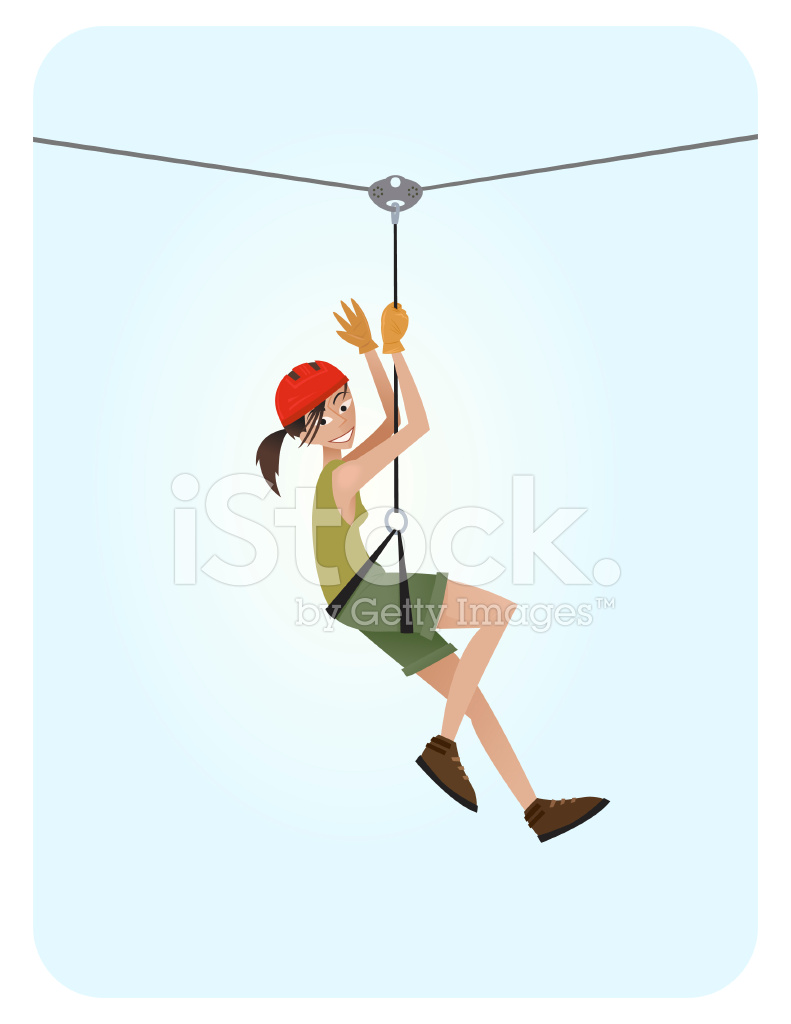 791x1024 Zip Line Girl Stock Vector