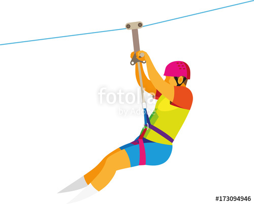 500x401 An Adult Man Descends On A Cable