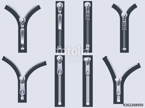 Open And Closed Zipper Metal Zip Pulls, Fabric Unzip Clasp 500x375 Open And Closed Zipper Metal Zip Pulls, Fabric Unzip Clasp