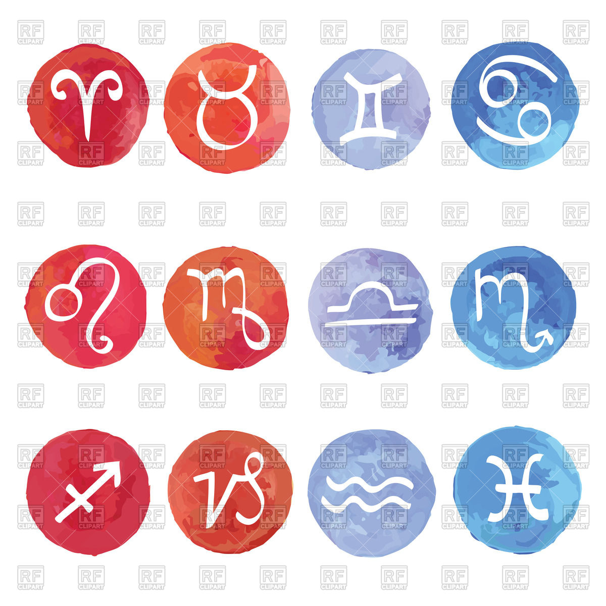 1200x1200 Watercolor Horoscope Zodiac Signs Vector Image Of Signs, Symbols