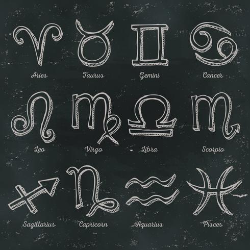 490x490 Zodiac Signs On Chalkboard Background