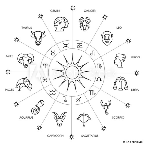 500x500 Zodiacal Circle With Astrology Signs Vector Design Element