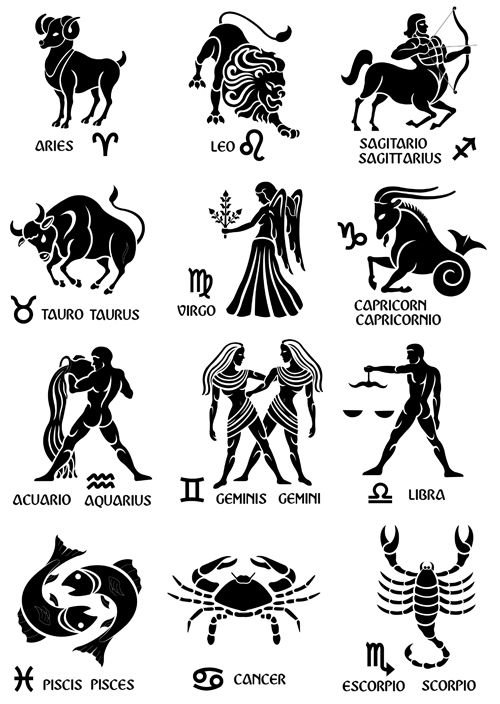 500x704 Zodiac Different Signs Of The Zodiac Design Vector Tattoo