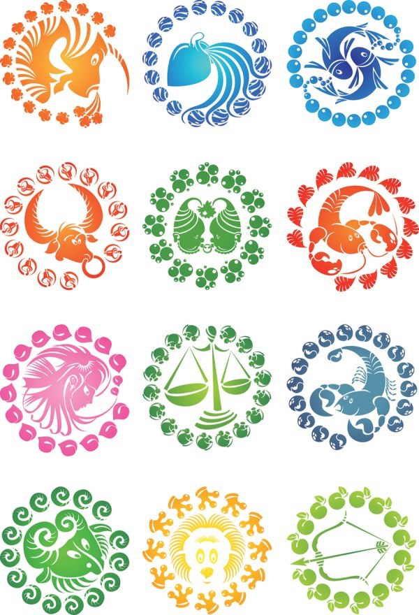 600x880 Free Colorful Zodiac Symbols Vector