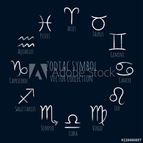 500x500 White Zodiac Symbols Vector Set, Collection Of Hand Painted